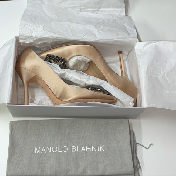 HANGISI
Champagne Satin Jewel Buckle Pumps - Picture 4 of 10